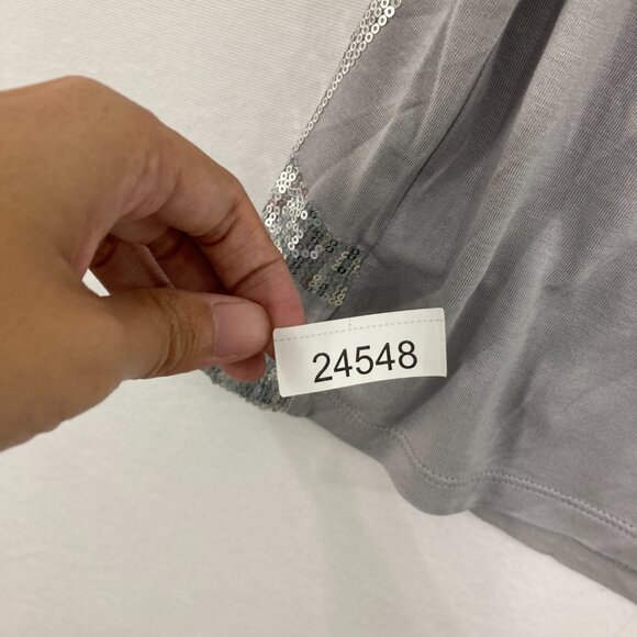 New INC International Concepts size 2X Gray Sequins Stretch Knit Top Festival - Picture 8 of 8
